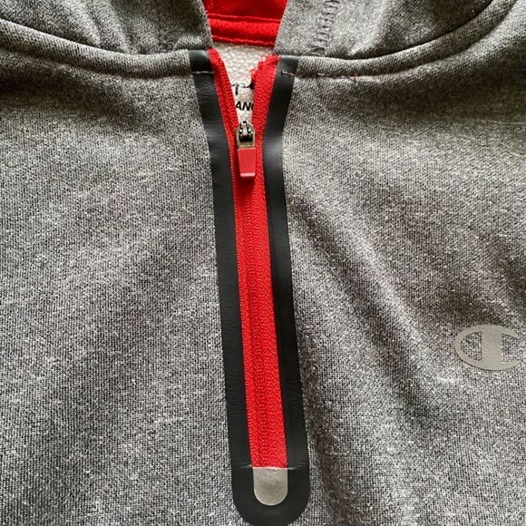 Champion Performance Quarter Zip Hoodie Sweatshirt Gray Boys Size Large - Picture 5 of 7